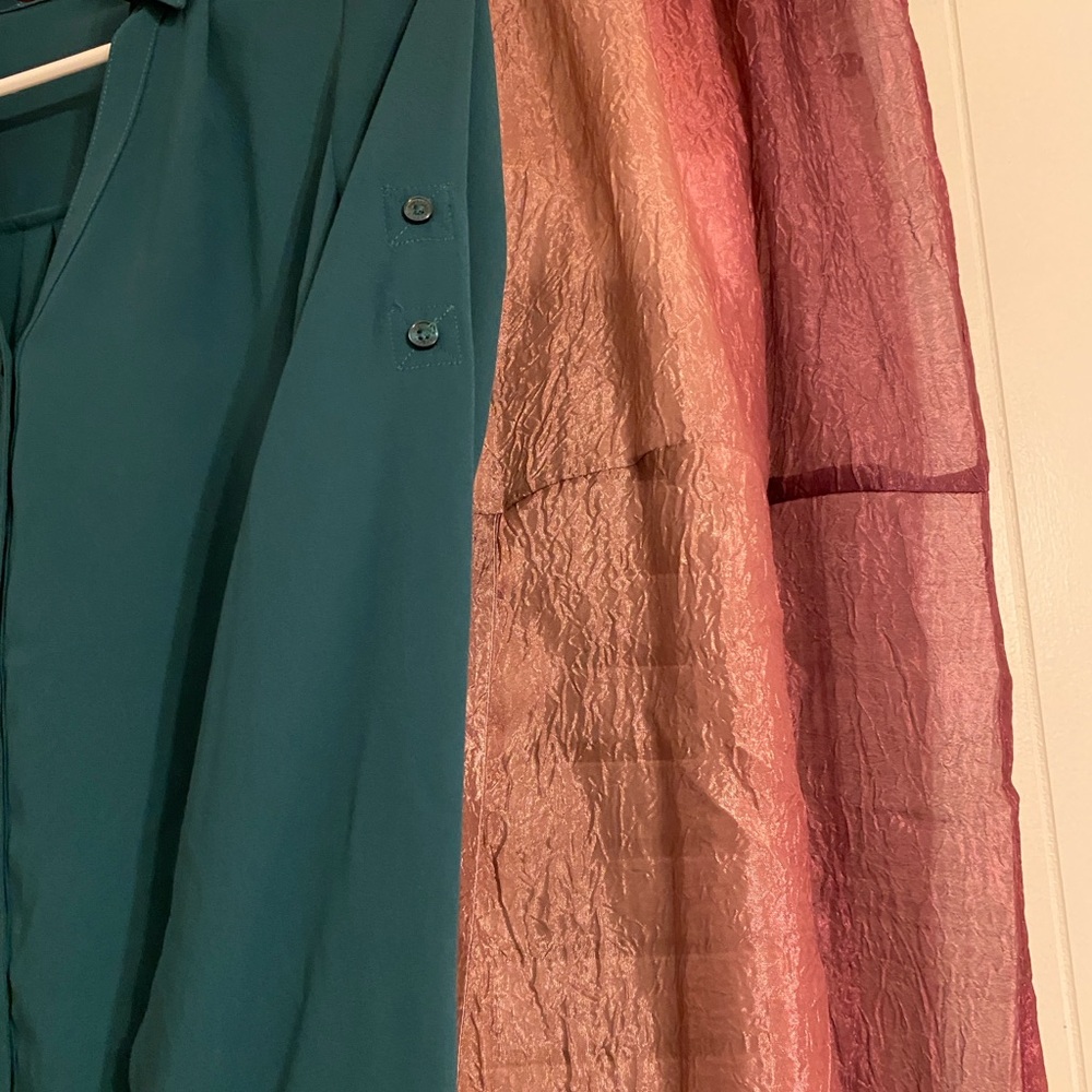 Vintage! Source Unknown Teal Button-Down Shirt - image 2